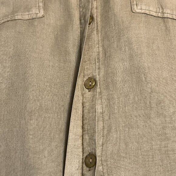 YFB Young Fabulous &Broke Linen Shirt Dress Olive Green Button Front Oversize M - Picture 4 of 10